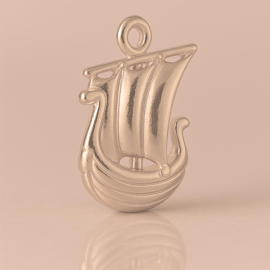 9ct Rose Gold - Viking Longship Charm