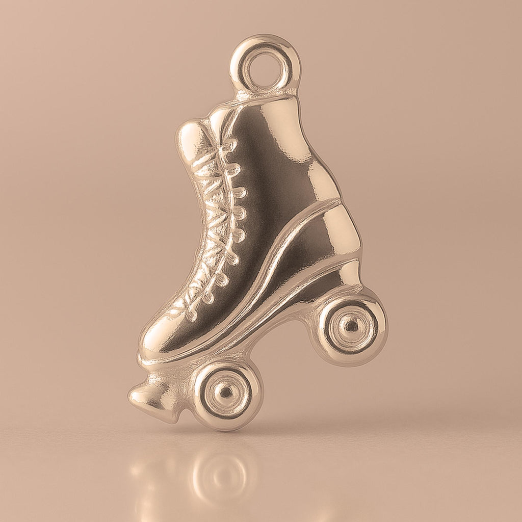 9ct Rose Gold - Vintage Roller Skate Silhouette Charm