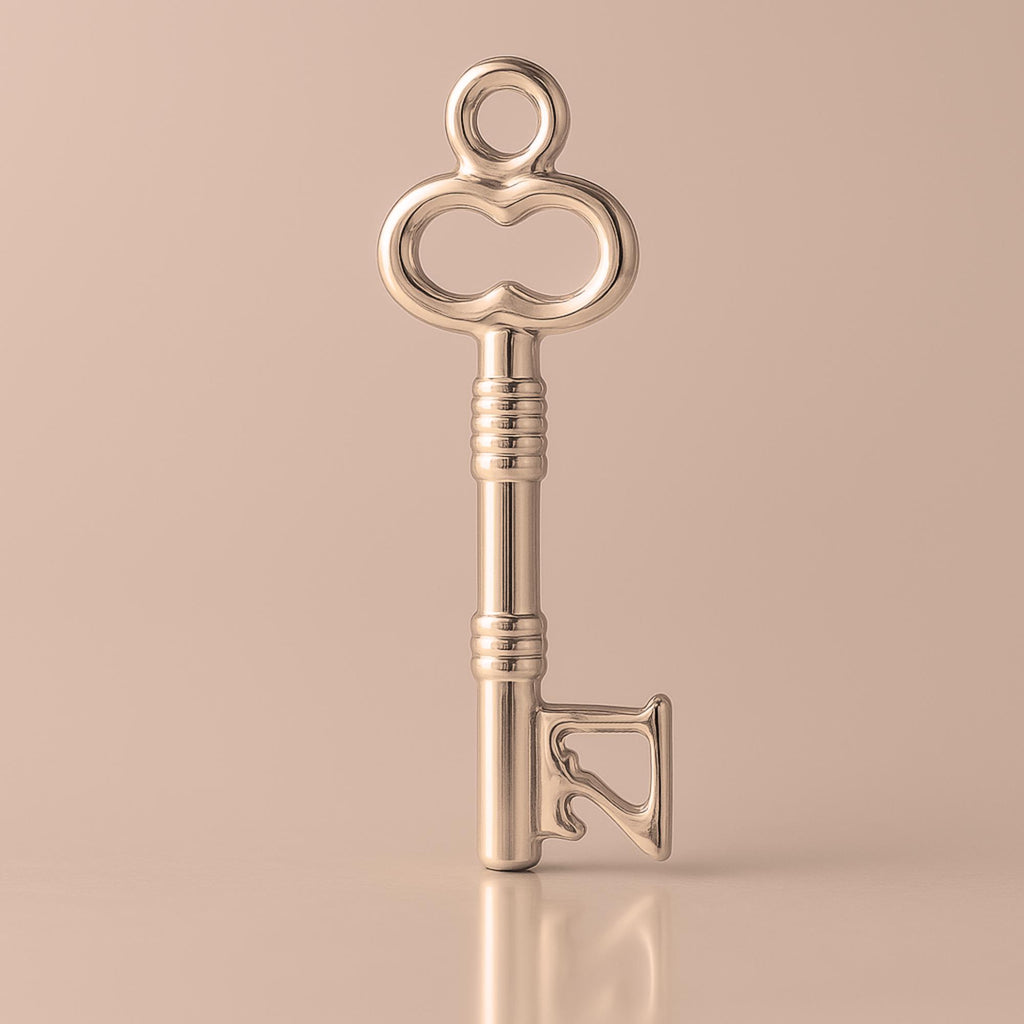 18ct Rose Gold - Ribbed 21 Castle Key Charm