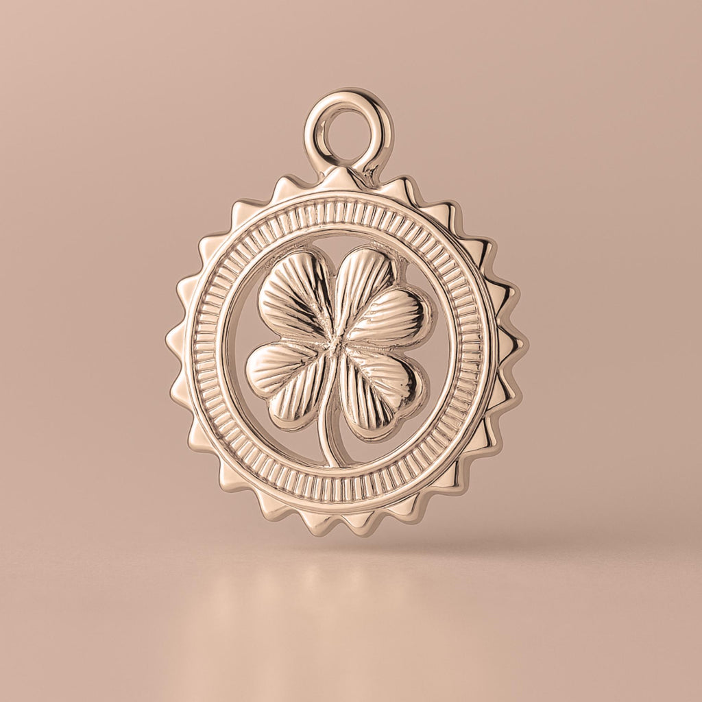 9ct Rose Gold - Four Leaf Clover Medallion Charm