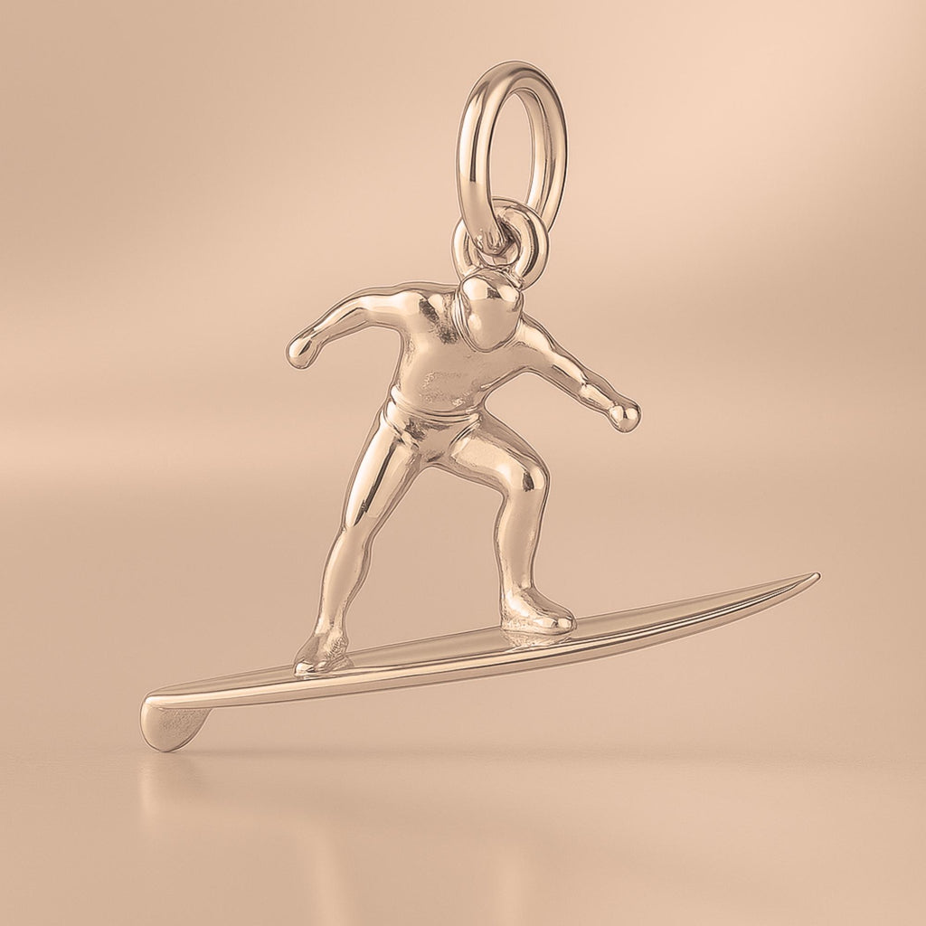 18ct Rose Gold - Longboard Surfer Charm