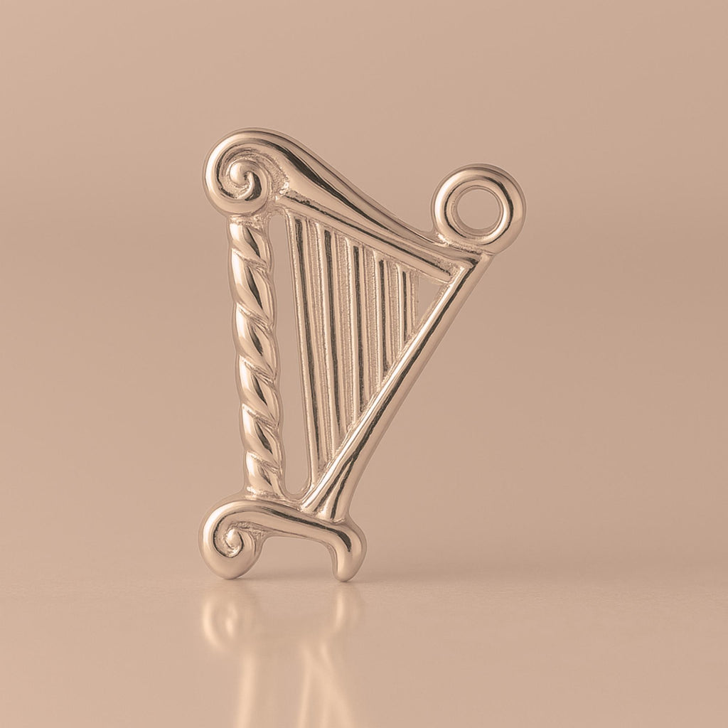 18ct Rose Gold - Twisted Rope Harp Charm