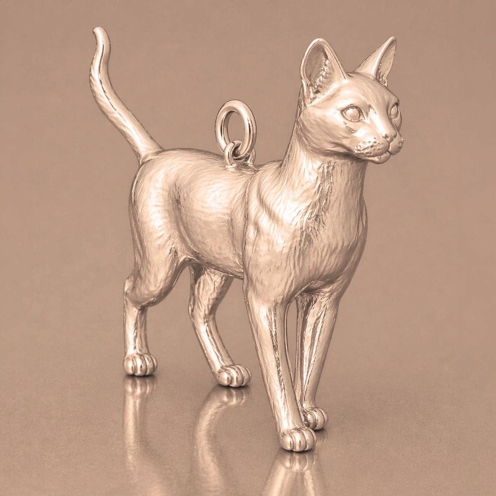18ct Rose Gold - Havana Brown Cat Charm