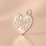 9ct Rose Gold - I Love U Heart Charm