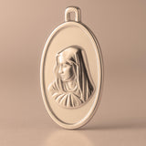 9ct Rose Gold - Oval Virgin Mary Amulet Charm