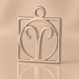 18ct Rose Gold - Aries Zodiac Square Charm