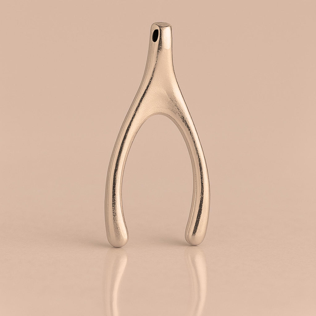 18ct Rose Gold - Classic Wishbone Charm