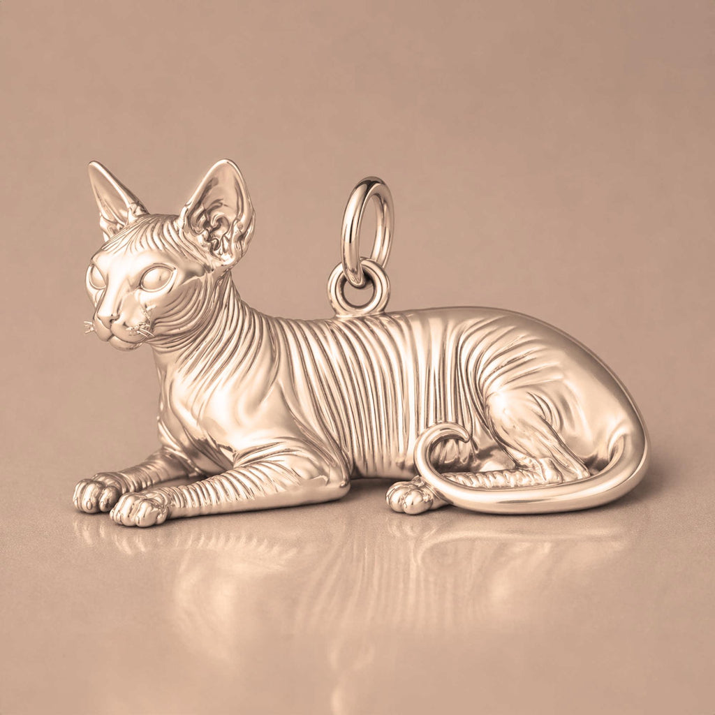9ct Rose Gold - Sphynx Cat Charm