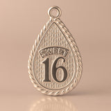 9ct Rose Gold - Sweet 16 Droplet Charm