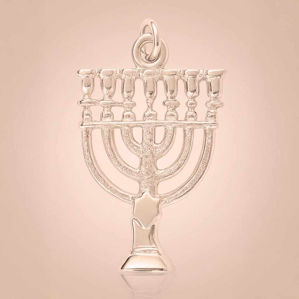 18ct Rose Gold - Temple Menorah Charm