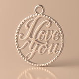 18ct Rose Gold - I Love You Openwork Charm