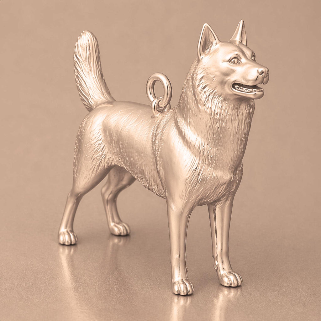18ct Rose Gold - Siberian Husky Dog Charm