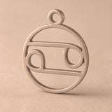 9ct Rose Gold - Cancer Zodiac Round Charm