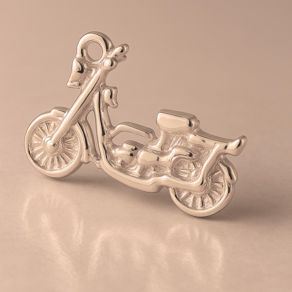 18ct Rose Gold - Retro Motorbike Charm