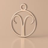 18ct Rose Gold - Aries Zodiac Round Charm