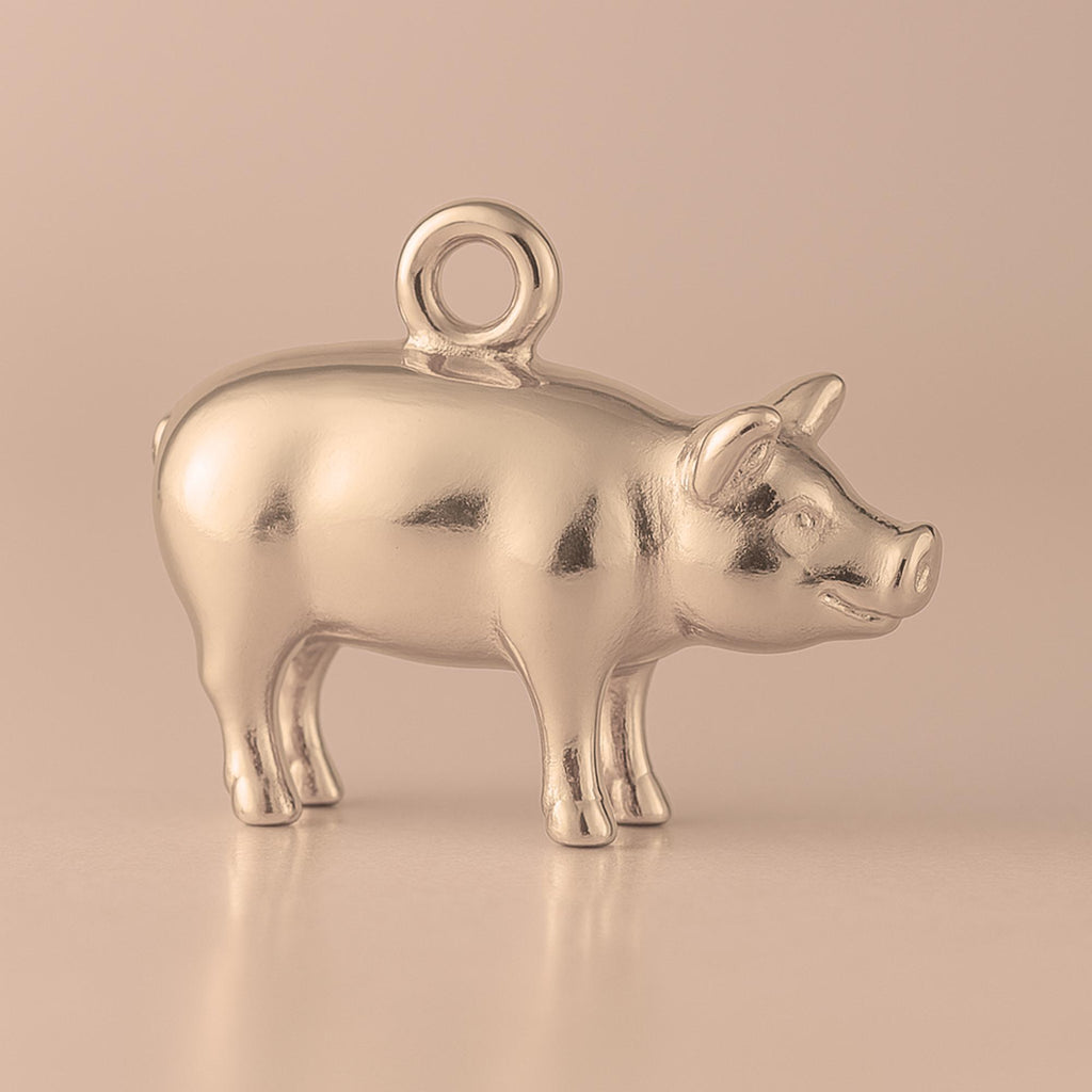 9ct Rose Gold - Farmyard Pig Charm