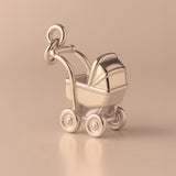 18ct Rose Gold - Mid–Century Baby Pram Charm