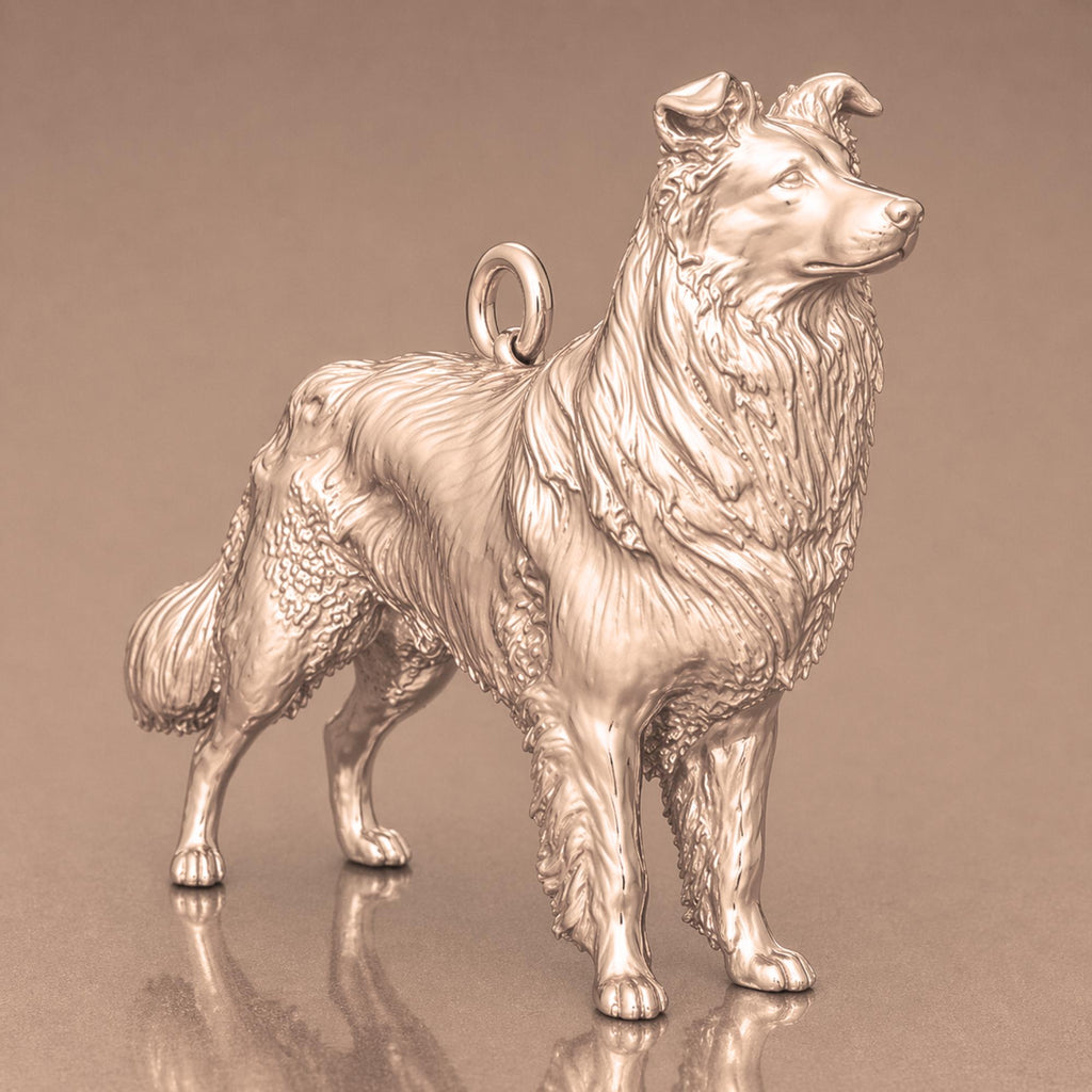 9ct Rose Gold - Border Collie Dog Charm