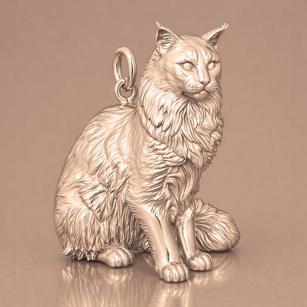9ct Rose Gold - Maine Coon Cat Charm