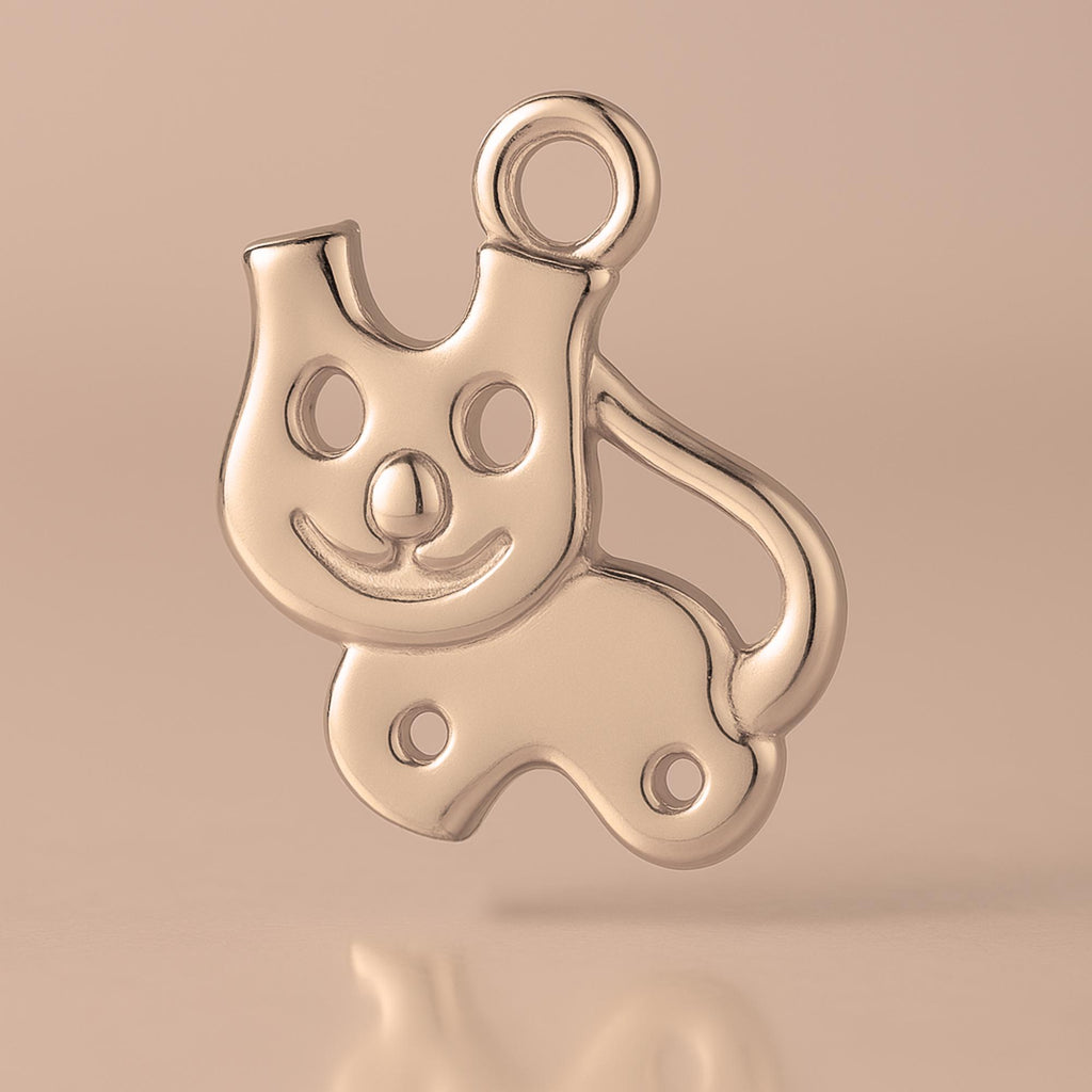 18ct Rose Gold - Cartoon Cat Charm