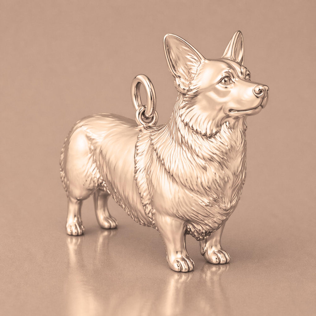 9ct Rose Gold - Pembroke Welsh Corgi Dog Charm