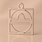18ct Rose Gold - Libra Zodiac Square Charm
