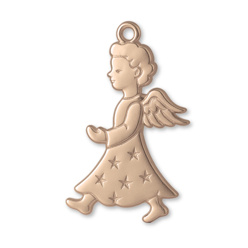 9ct Rose Gold - Starry Christmas Angel Charm