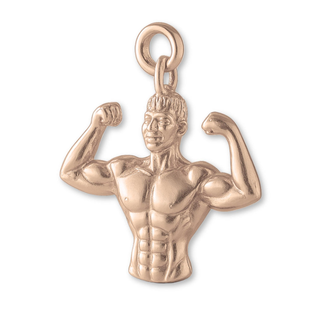 9ct Rose Gold - Bicep Flex Bodybuilder Charm