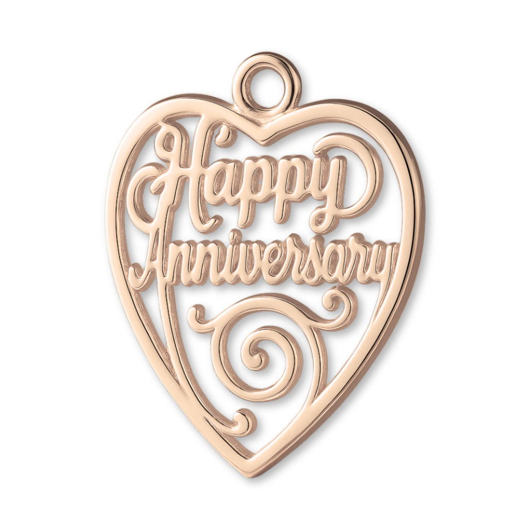 9ct Rose Gold - Happy Anniversary Openwork Heart Charm