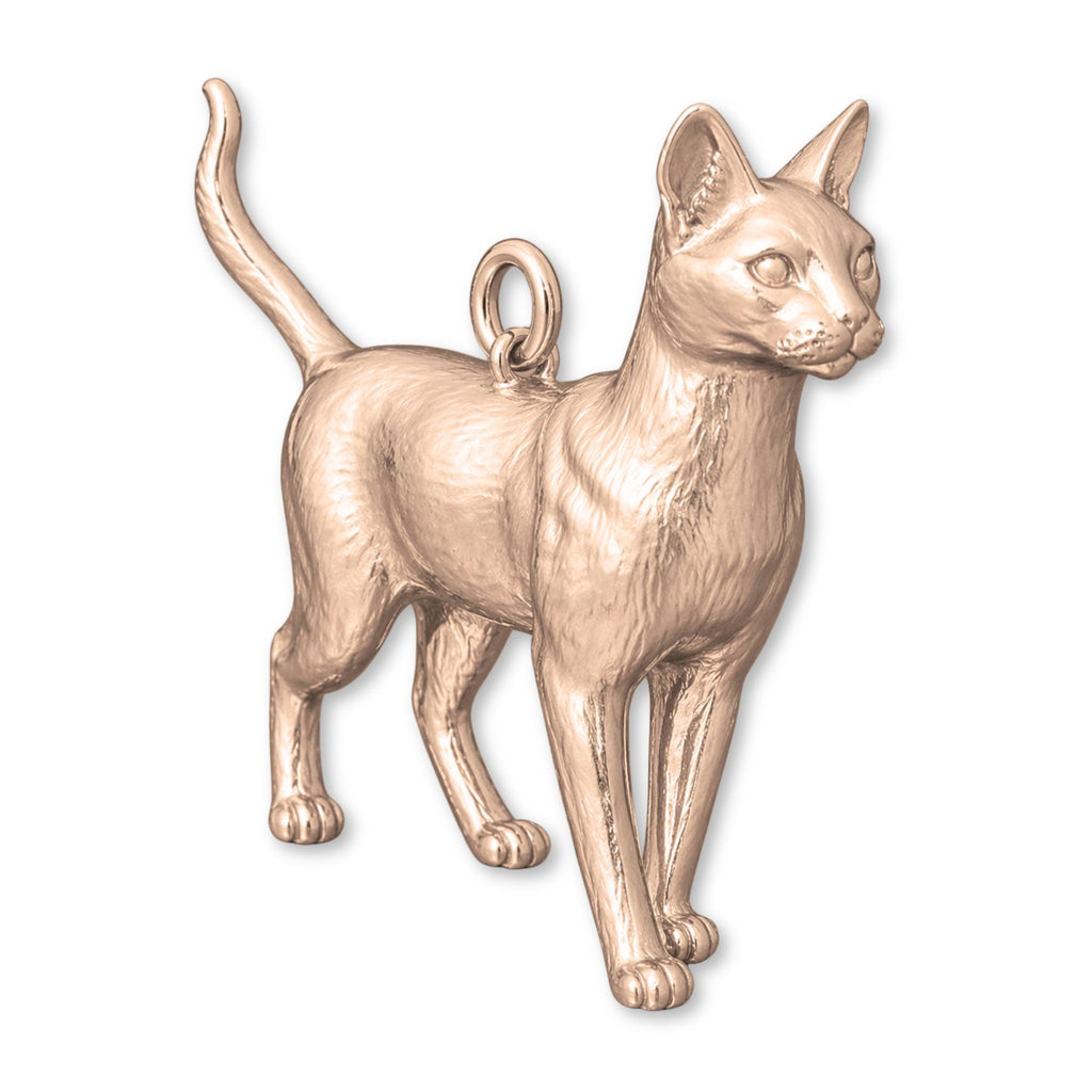 9ct Rose Gold - Havana Brown Cat Charm