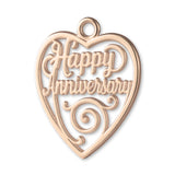 18ct Rose Gold - Happy Anniversary Openwork Heart Charm