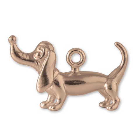 18ct Rose Gold - Whimsical Dachshund Dog Charm