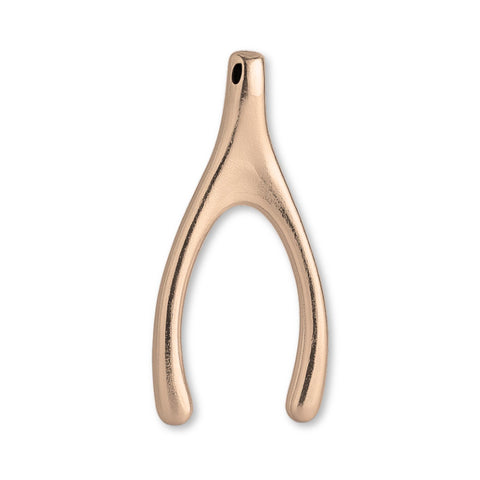 18ct Rose Gold - Classic Wishbone Charm