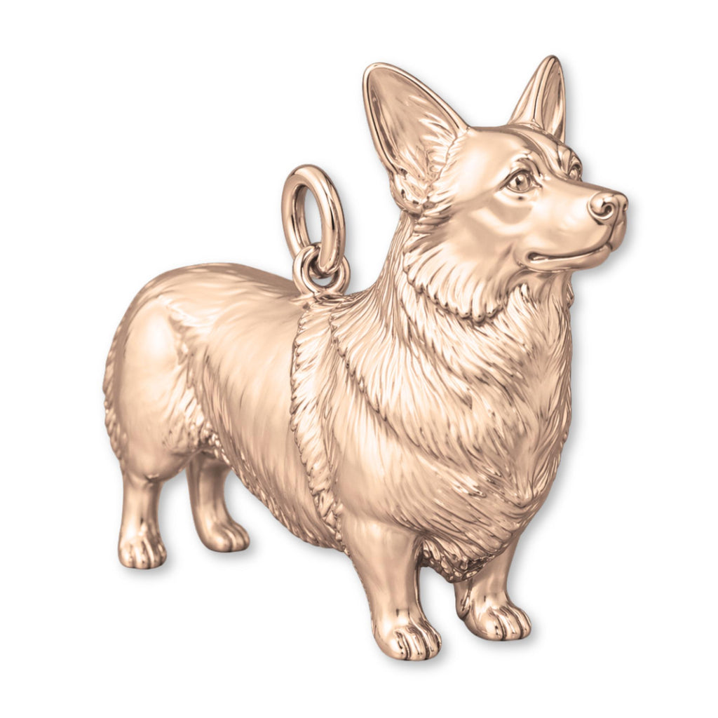 9ct Rose Gold - Pembroke Welsh Corgi Dog Charm