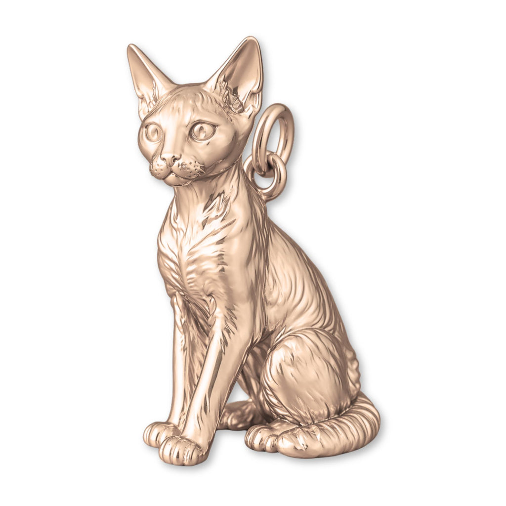 18ct Rose Gold - Devon Rex Cat Charm