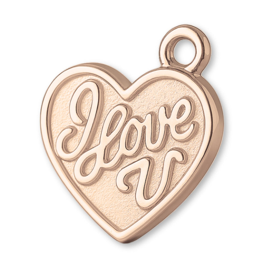 9ct Rose Gold - I Love U Heart Charm