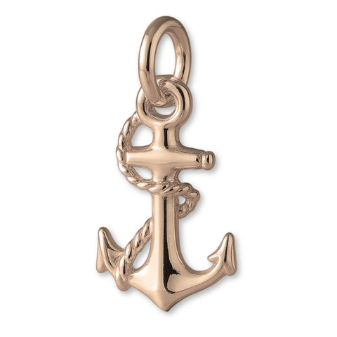 18ct Rose Gold - Roped Anchor Charm