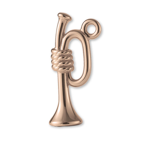 9ct Rose Gold - Roped Bugle Horn Charm