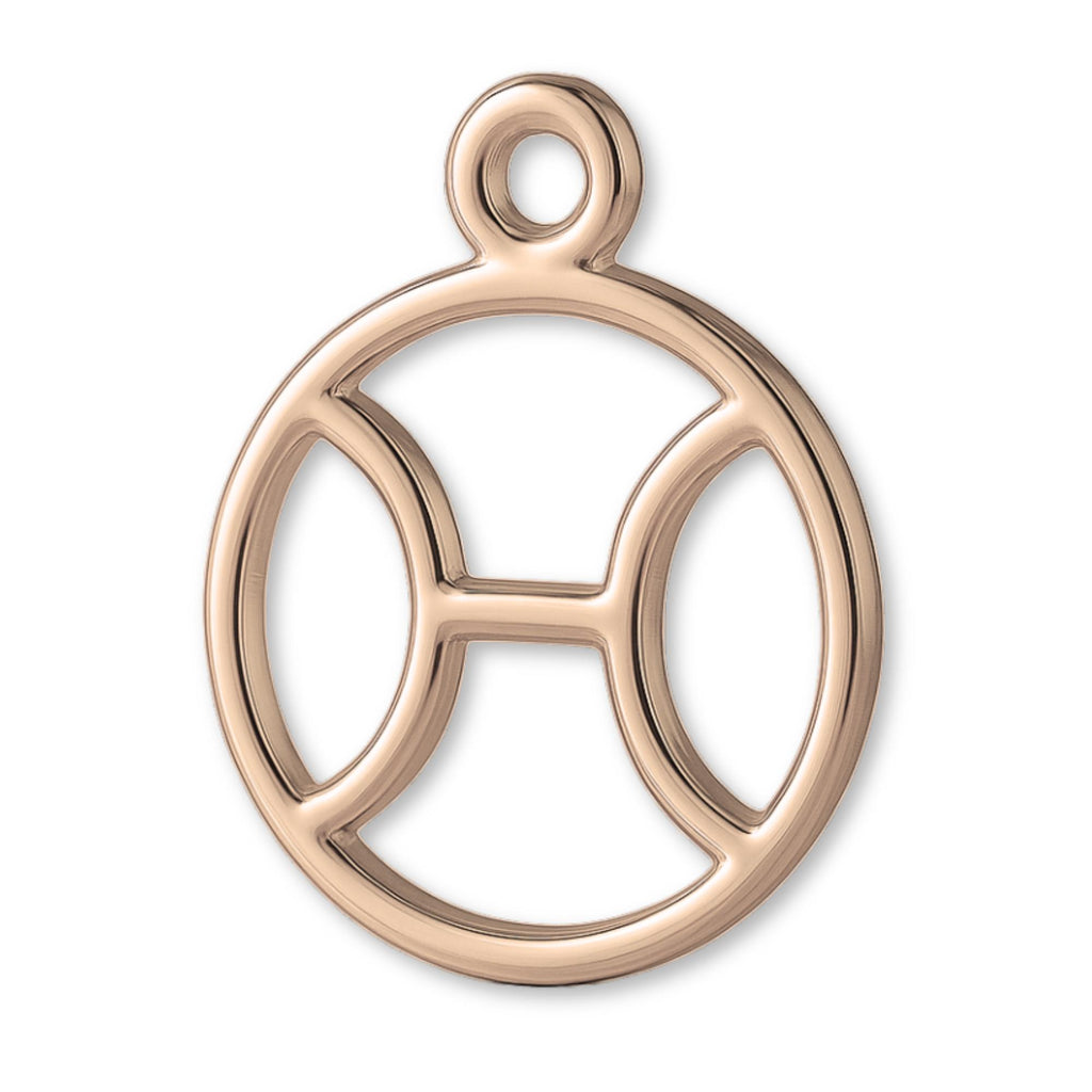 18ct Rose Gold - Pisces Zodiac Round Charm