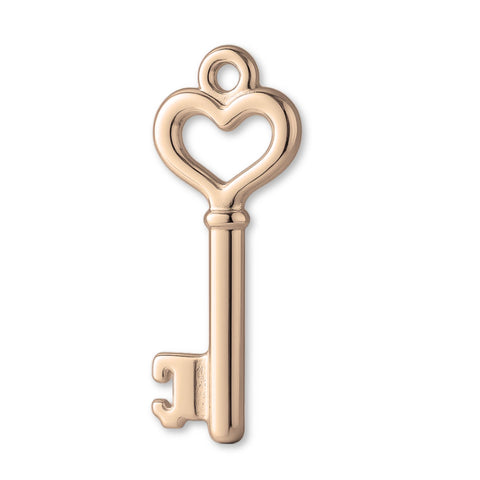 9ct Rose Gold - Heart Key Charm