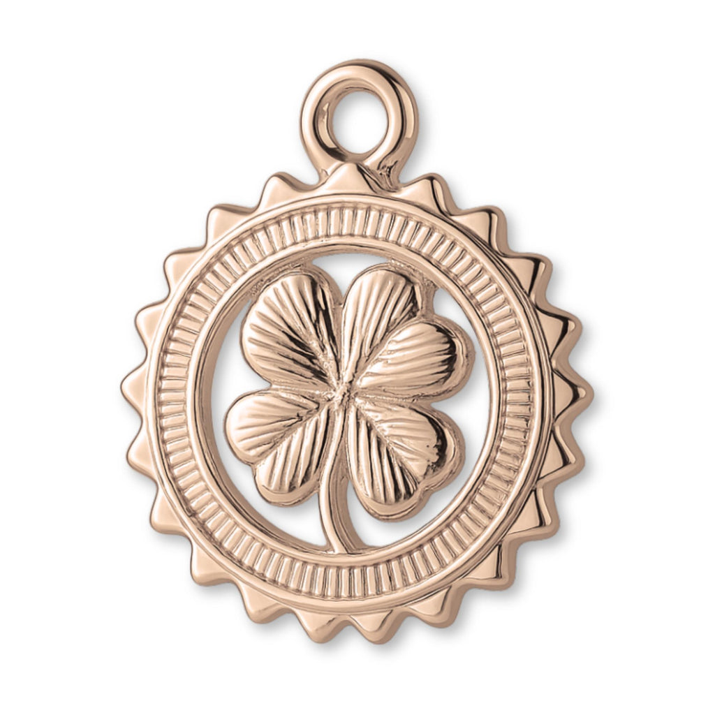 18ct Rose Gold - Four Leaf Clover Medallion Charm