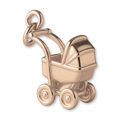 9ct Rose Gold - Mid–Century Baby Pram Charm