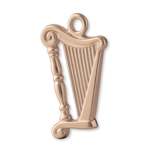 18ct Rose Gold - Elegant Scroll Harp Charm