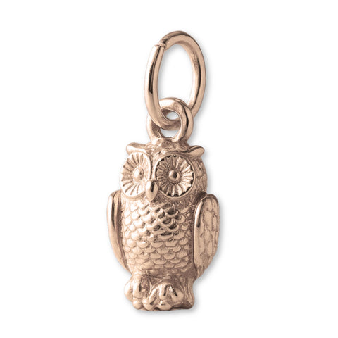 9ct Rose Gold - Woodland Owl Charm