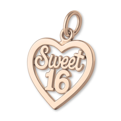 9ct Rose Gold - Sweet 16 Openwork Heart Charm