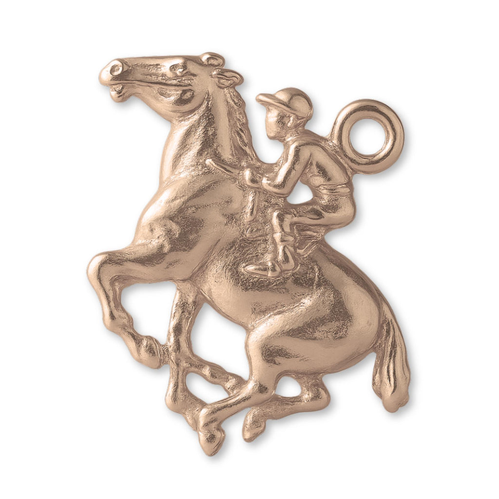 9ct Rose Gold - Horse and Jockey Charm