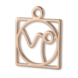 18ct Rose Gold - Capricorn Zodiac Square Charm
