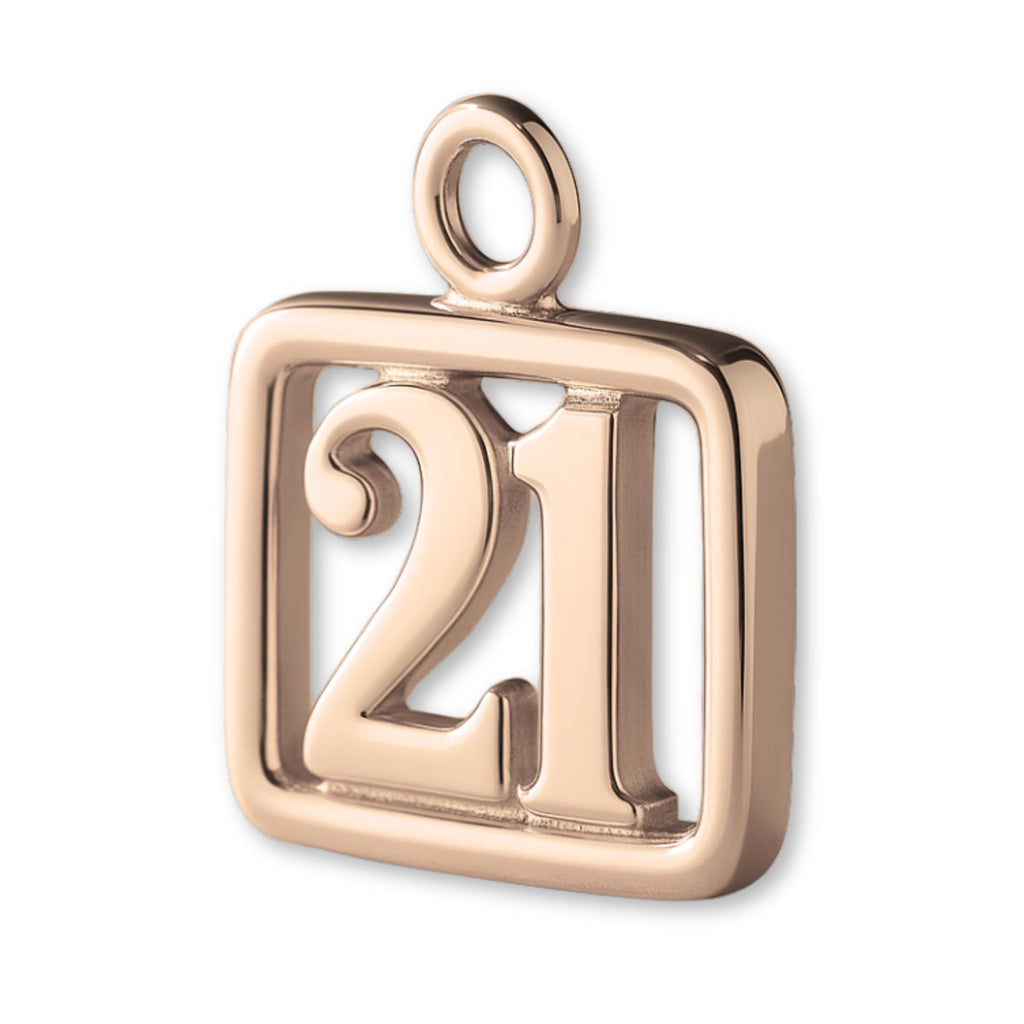 9ct Rose Gold - 21 Pendant Charm