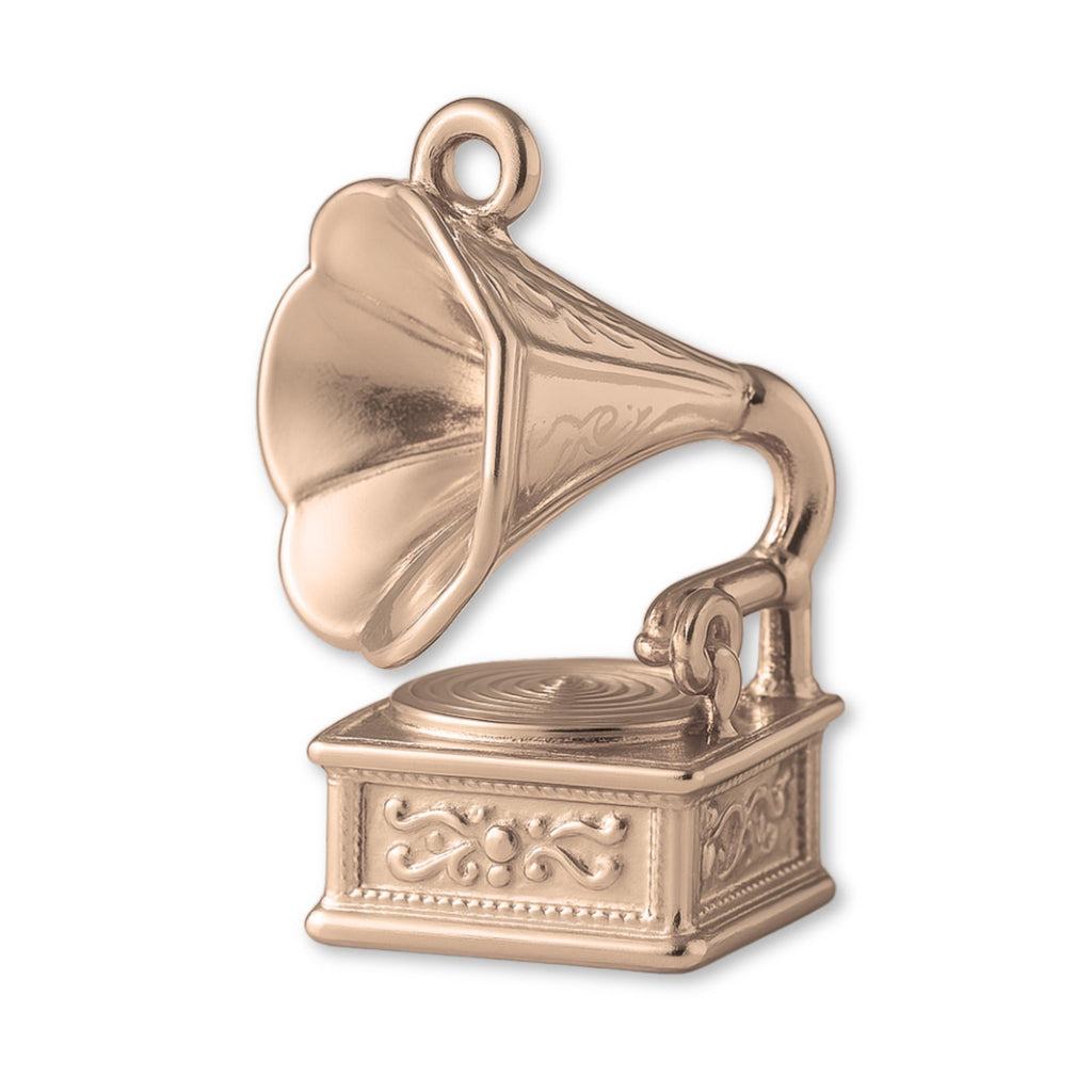 18ct Rose Gold - Gramophone Record Player Charm