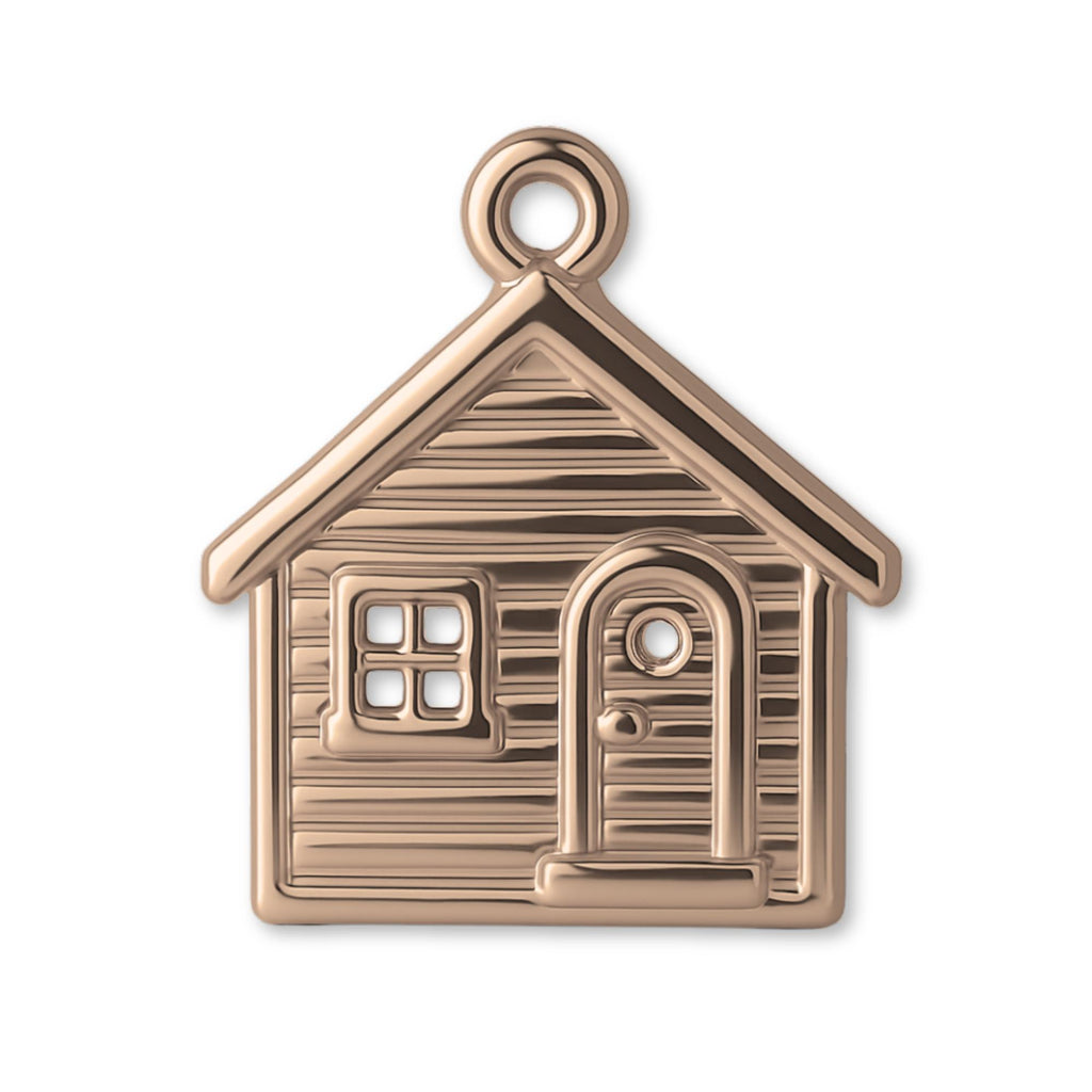 18ct Rose Gold - Log Cabin Cottage Charm